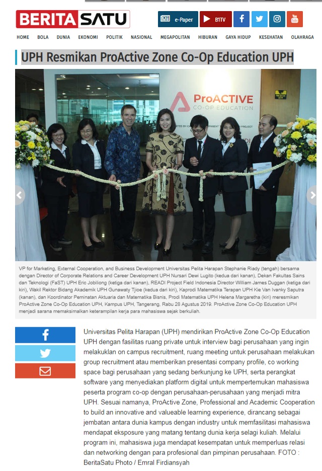 UPH Resmikan ProActive Zone Co-Op Education UPH