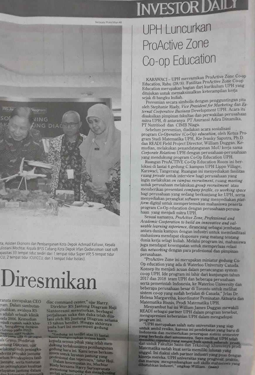 UPH Luncuran Fasilitas ProActive Zone Co-op Education