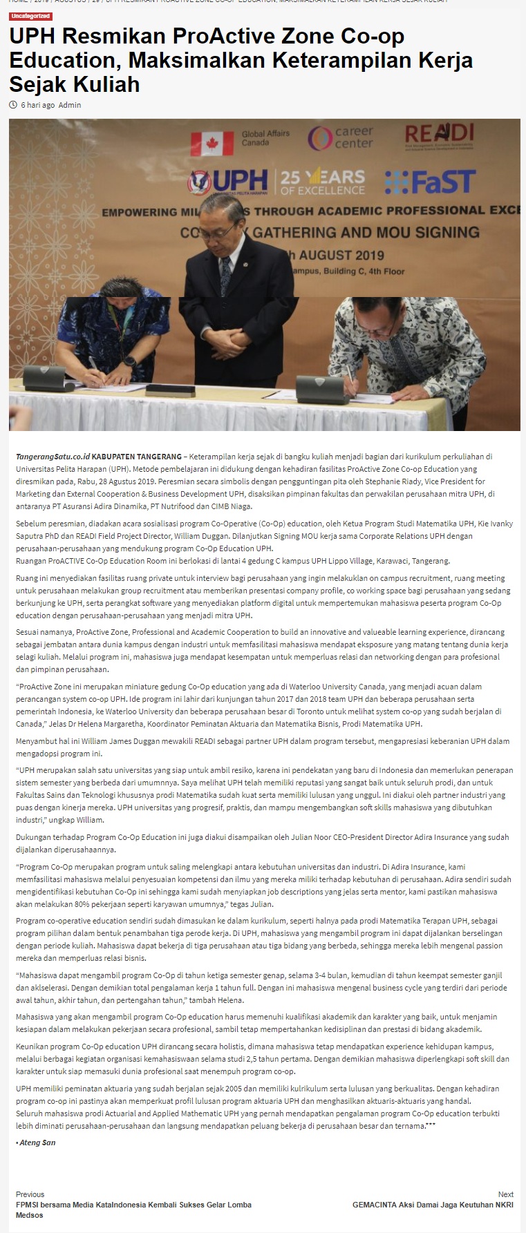 UPH Resmikan ProActive Zone Co-op Education, Maksimalkan Keterampilan Kerja Sejak Kuliah