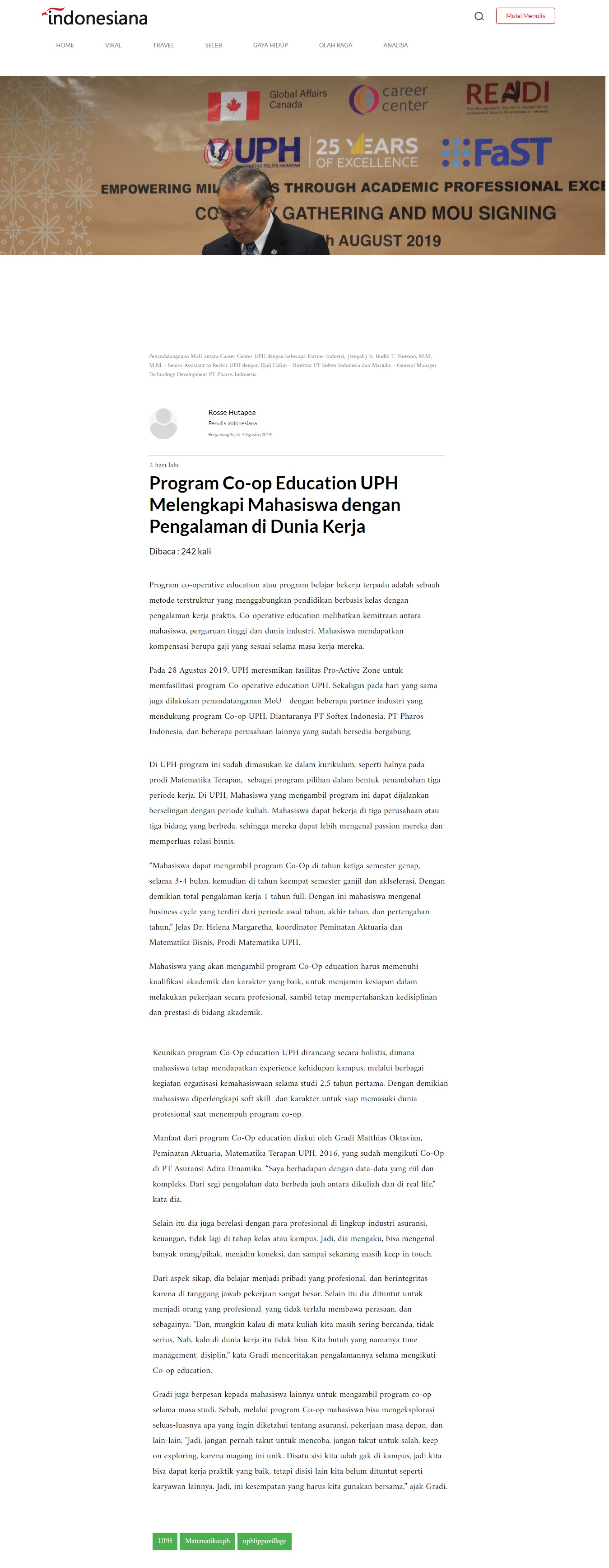 Program Co-op Education UPH Melengkapi Mahasiswa dengan Pengalaman di Dunia Kerja