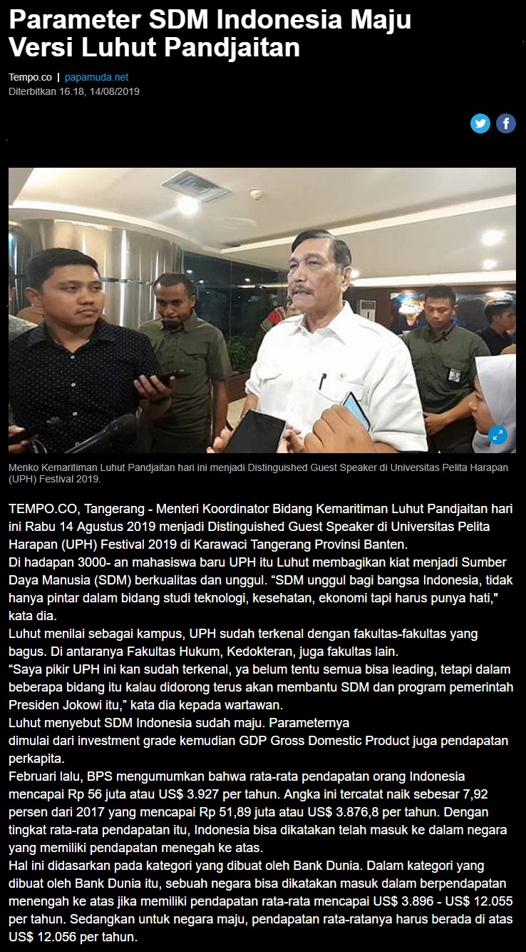 Parameter SDM Indonesia Maju Versi Luhut Pandjaitan