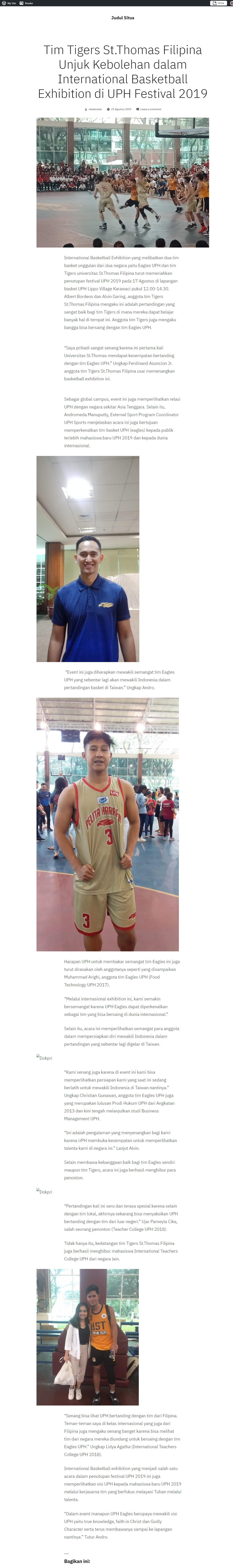UPH Perkenalkan Eagles kepada publik melalui Internasional Basketball Exhibition