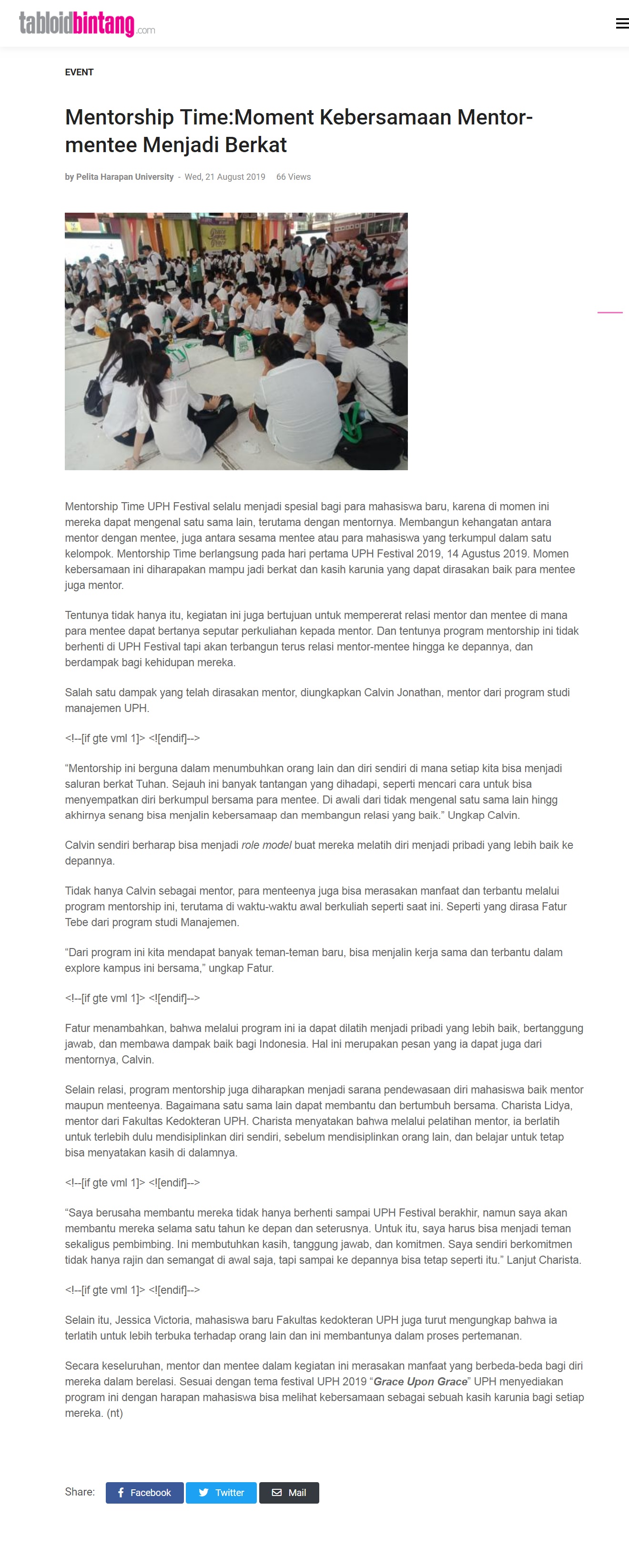 Mentorship Time:Moment Kebersamaan Mentor-mentee Menjadi Berkat