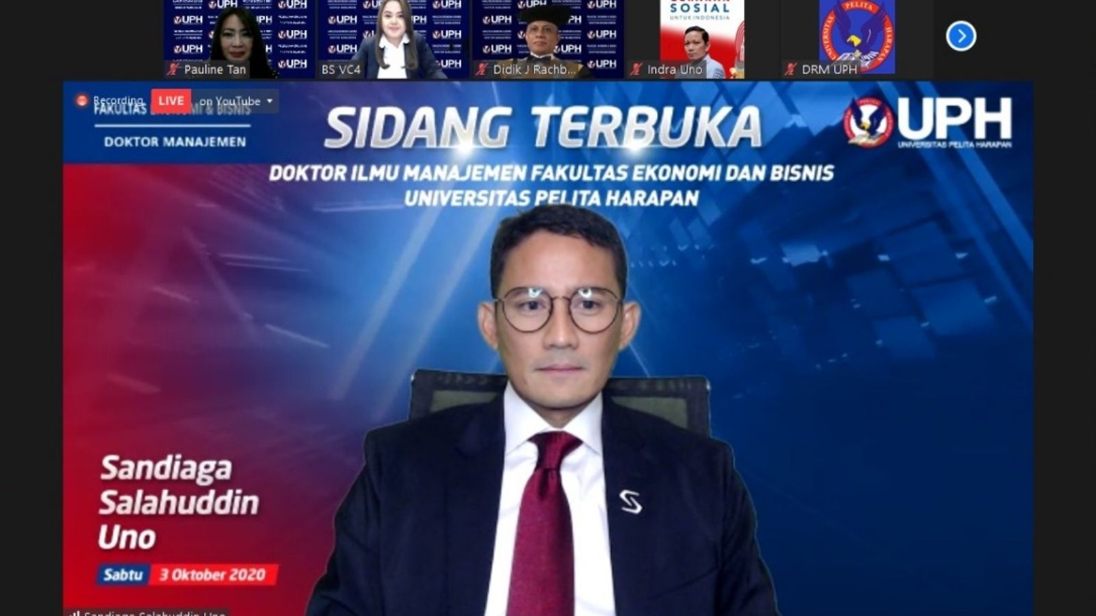 Sandiaga Uno Officially Obtained Doctor of Research in Management Degree from UPH & Invited People to Oversee the Transformation of BUMN