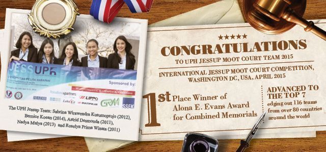 UPH Law School Wins Alona E. Evans Award of the Philip C. Jessup International Moot Court Competition, USA