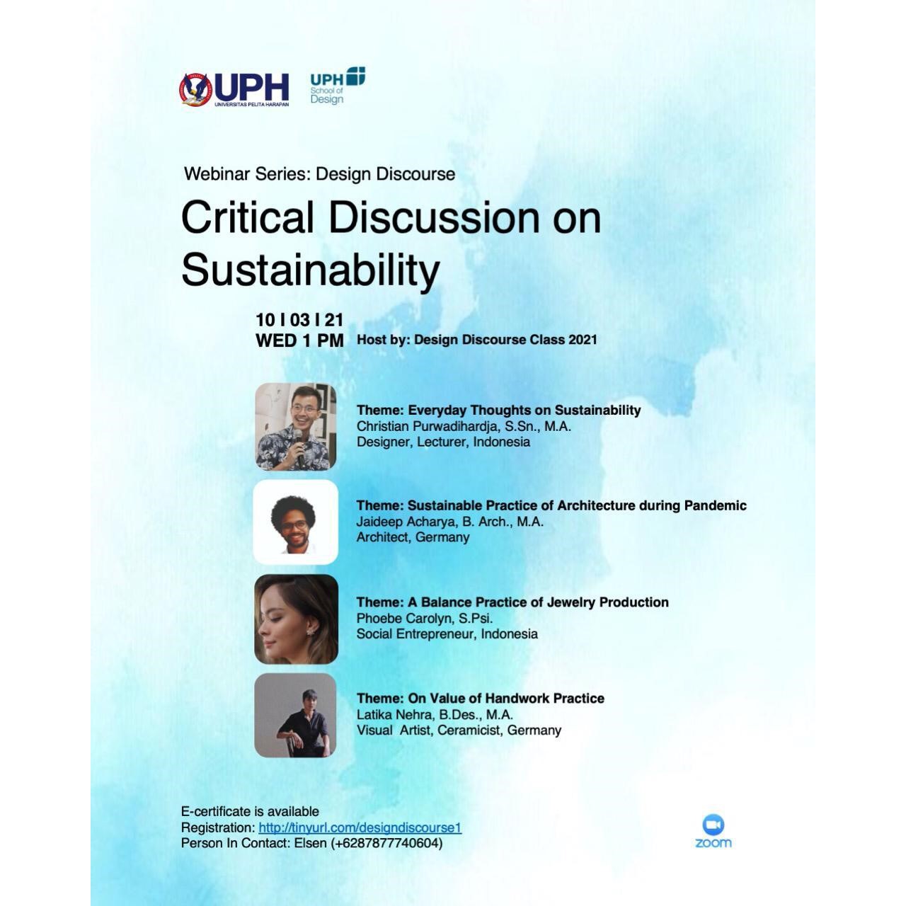 Webinar Desain: Critical Discussion on Sustainability
