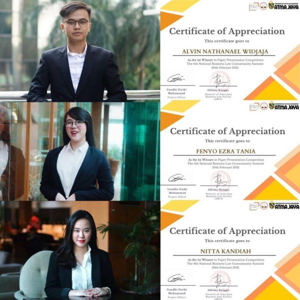 Terus Berprestasi! Mahasiswa FH UPH Juara Pertama National Business Law Community Summit 2021