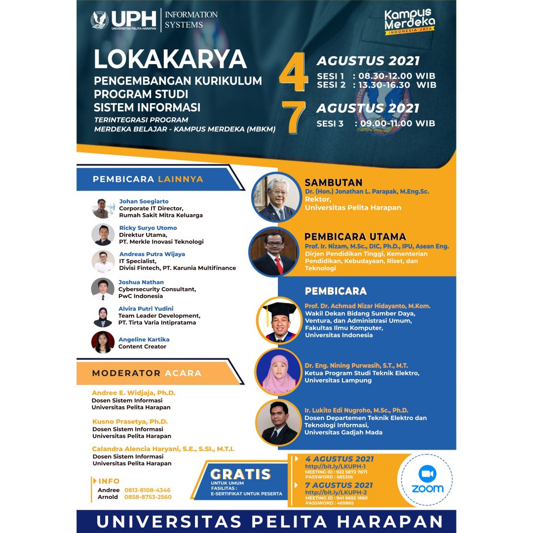 Lokakarya Pengembangan Kurikulum Prodi Sistem Informasi Terintegrasi Program Merdeka Belajar – Kampus Merdeka (MBKM)